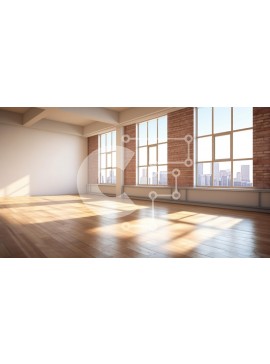 Intra Συλλεκτικό Ξύλινο Παζλ Plywood  4mm - Άδειο δωμάτιο με ξύλινο πάτωμα και θέα στον ορίζοντα της πόλης Σε Ξύλινο Κουτί - Διαστάσεις Puzzle: 10x10 cm – 25 κομμάτια