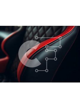 Intra Συλλεκτικό Ξύλινο Παζλ Plywood  4mm - Κομψό κάθισμα αυτοκινήτου με μαύρο δέρμα και κόκκινες πινελιές Σε Ξύλινο Κουτί - Διαστάσεις Puzzle: 10x10 cm – 25 κομμάτια