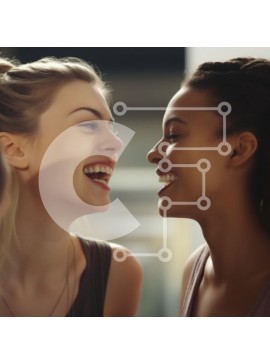 Intra Συλλεκτικό Ξύλινο Παζλ Plywood  4mm - Χαρούμενη φιλία μεταξύ δύο γυναικών Σε Ξύλινο Κουτί - Διαστάσεις Puzzle: 10x10 cm – 25 κομμάτια