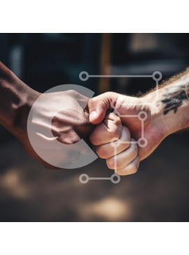 Intra Συλλεκτικό Ξύλινο Παζλ Plywood  4mm - Γροθιά χτύπημα μεταξύ διαφορετικών χεριών Σε Ξύλινο Κουτί - Διαστάσεις Puzzle: 10x10 cm – 25 κομμάτια