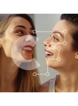 Σετ των 2 Intra Συλλεκτικό Ξύλινο Παζλ Plywood  4mm - Χαρούμενα χαμόγελα δύο φίλων Σε Ξύλινο Κουτί - Διαστάσεις: 10x10 cm – 25 κομμάτια