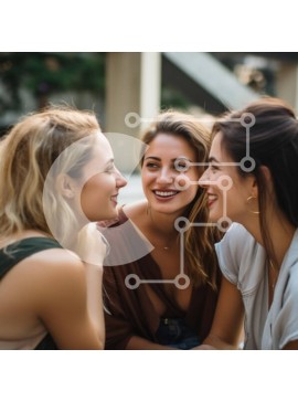 Intra Συλλεκτικό Ξύλινο Παζλ Plywood  4mm - Τρεις γυναίκες που συμμετέχουν σε χαρούμενη συνομιλία σε εξωτερικούς χώρους Σε Ξύλινο Κουτί - Διαστάσεις Puzzle: 10x10 cm – 25 κομμάτια