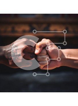 Intra Συλλεκτικό Ξύλινο Παζλ Plywood  4mm - Γροθιά χτύπημα ανάμεσα σε δύο φίλους Σε Ξύλινο Κουτί - Διαστάσεις Puzzle: 10x10 cm – 25 κομμάτια