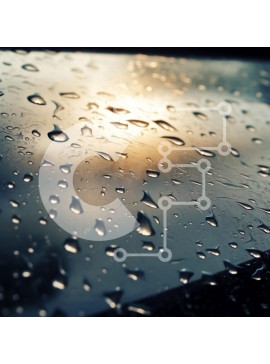 Intra Συλλεκτικό Ξύλινο Παζλ Plywood  4mm - Σταγόνες βροχής σε ένα τζάμι με αντανακλάσεις ηλιοβασιλέματος Σε Ξύλινο Κουτί - Διαστάσεις Puzzle: 10x10 cm – 25 κομμάτια