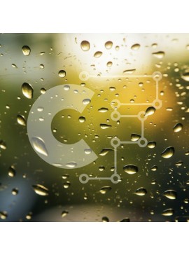 Intra Συλλεκτικό Ξύλινο Παζλ Plywood  4mm - Σταγόνες βροχής σε γυαλί με θολή πρασινάδα Σε Ξύλινο Κουτί - Διαστάσεις Puzzle: 10x10 cm – 25 κομμάτια