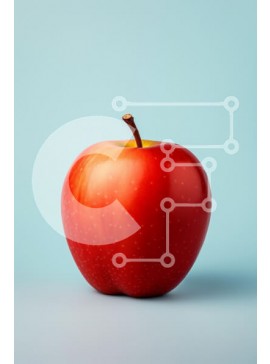 Σετ των 2 Intra Συλλεκτικό Ξύλινο Παζλ Plywood  4mm - Φρέσκο ​​κόκκινο μήλο σε μπλε φόντο Σε Ξύλινο Κουτί - Διαστάσεις: 10x10 cm – 25 κομμάτια