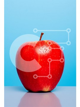 Σετ των 2 Intra Συλλεκτικό Ξύλινο Παζλ Plywood  4mm - Φρέσκο ​​κόκκινο μήλο σε μπλε φόντο Σε Ξύλινο Κουτί - Διαστάσεις: 10x10 cm – 25 κομμάτια