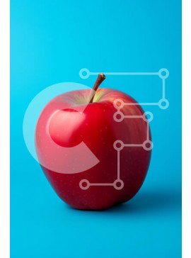 Σετ των 2 Intra Συλλεκτικό Ξύλινο Παζλ Plywood  4mm - Κόκκινο μήλο σε μπλε φόντο Σε Ξύλινο Κουτί - Διαστάσεις: 10x10 cm – 25 κομμάτια