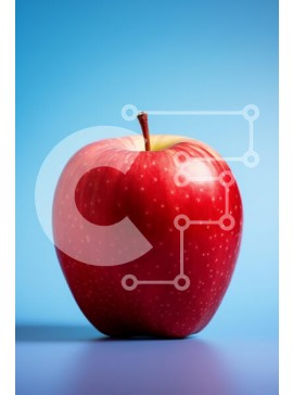 Σετ των 2 Intra Συλλεκτικό Ξύλινο Παζλ Plywood  4mm - Φρέσκο ​​κόκκινο μήλο σε μπλε φόντο Σε Ξύλινο Κουτί - Διαστάσεις: 10x10 cm – 25 κομμάτια