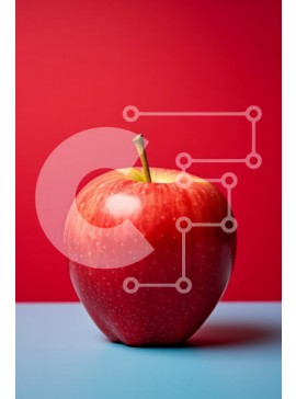 Σετ των 2 Intra Συλλεκτικό Ξύλινο Παζλ Plywood  4mm - Κόκκινο μήλο σε μια μπλε επιφάνεια Σε Ξύλινο Κουτί - Διαστάσεις: 10x10 cm – 25 κομμάτια