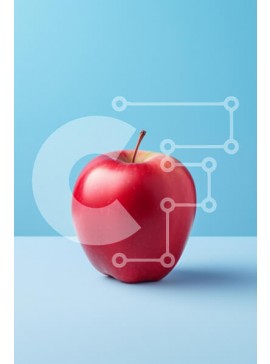 Σετ των 2 Intra Συλλεκτικό Ξύλινο Παζλ Plywood  4mm - Φρέσκο ​​κόκκινο μήλο σε μπλε φόντο Σε Ξύλινο Κουτί - Διαστάσεις: 10x10 cm – 25 κομμάτια