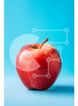 Σετ των 2 Intra Συλλεκτικό Ξύλινο Παζλ Plywood  4mm - Γυαλιστερό κόκκινο μήλο σε μπλε φόντο Σε Ξύλινο Κουτί - Διαστάσεις: 10x10 cm – 25 κομμάτια