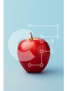 Σετ των 2 Intra Συλλεκτικό Ξύλινο Παζλ Plywood  4mm - Κόκκινο μήλο σε μπλε φόντο Σε Ξύλινο Κουτί - Διαστάσεις: 10x10 cm – 25 κομμάτια