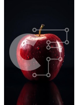 Σετ των 2 Intra Συλλεκτικό Ξύλινο Παζλ Plywood  4mm - Φρέσκο ​​κόκκινο μήλο με σταγονίδια νερού Σε Ξύλινο Κουτί - Διαστάσεις: 10x10 cm – 25 κομμάτια