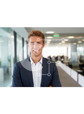 Intra Συλλεκτικό Ξύλινο Παζλ Plywood  4mm - Βέβαιος νέος επιχειρηματίας στο σύγχρονο γραφείο Σε Ξύλινο Κουτί - Διαστάσεις Puzzle: 10x10 cm – 25 κομμάτια