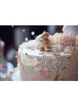 Σετ των 2 Intra Συλλεκτικό Ξύλινο Παζλ Plywood  4mm - Διακοσμητικό κέικ με ειδώλιο αρκούδας Σε Ξύλινο Κουτί - Διαστάσεις: 10x10 cm – 25 κομμάτια