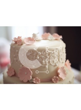 Σετ των 2 Intra Συλλεκτικό Ξύλινο Παζλ Plywood  4mm - Κομψό διακοσμημένο κέικ με λουλούδια Σε Ξύλινο Κουτί - Διαστάσεις: 10x10 cm – 25 κομμάτια