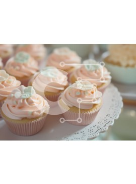 Σετ των 2 Intra Συλλεκτικό Ξύλινο Παζλ Plywood  4mm - Διακοσμημένα Cupcakes με Pink Frosting Σε Ξύλινο Κουτί - Διαστάσεις: 10x10 cm – 25 κομμάτια