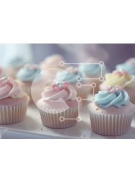 Σετ των 2 Intra Συλλεκτικό Ξύλινο Παζλ Plywood  4mm - Παστέλ Cupcakes με Διακοσμητικό Πάγωμα Σε Ξύλινο Κουτί - Διαστάσεις: 10x10 cm – 25 κομμάτια