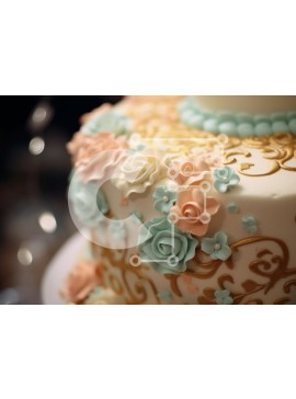 Σετ των 2 Intra Συλλεκτικό Ξύλινο Παζλ Plywood  4mm - Διακοσμητικό κέικ με λουλούδια φοντάν Σε Ξύλινο Κουτί - Διαστάσεις: 10x10 cm – 25 κομμάτια