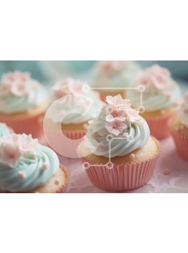 Σετ των 2 Intra Συλλεκτικό Ξύλινο Παζλ Plywood  4mm - Πολύχρωμα cupcakes με λουλουδάτα διακοσμητικά Σε Ξύλινο Κουτί - Διαστάσεις: 10x10 cm – 25 κομμάτια