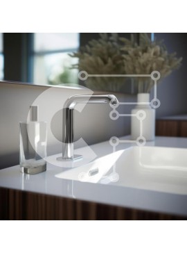 Intra Συλλεκτικό Ξύλινο Παζλ Plywood  4mm - Μοντέρνος νεροχύτης μπάνιου με βρύση χρωμίου Σε Ξύλινο Κουτί - Διαστάσεις Puzzle: 10x10 cm – 25 κομμάτια