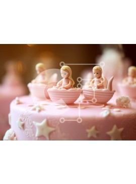 Σετ των 2 Intra Συλλεκτικό Ξύλινο Παζλ Plywood  4mm - Τούρτα με ροζ θέμα με διακοσμητικά φοντάν Σε Ξύλινο Κουτί - Διαστάσεις: 10x10 cm – 25 κομμάτια