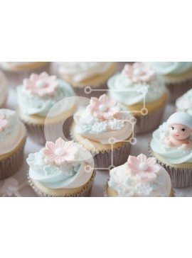 Σετ των 2 Intra Συλλεκτικό Ξύλινο Παζλ Plywood  4mm - Όμορφα διακοσμημένα cupcakes με λουλουδάτα σχέδια Σε Ξύλινο Κουτί - Διαστάσεις: 10x10 cm – 25 κομμάτια