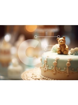 Σετ των 2 Intra Συλλεκτικό Ξύλινο Παζλ Plywood  4mm - Διακοσμητικό κέικ με ειδώλιο αρκούδας Σε Ξύλινο Κουτί - Διαστάσεις: 10x10 cm – 25 κομμάτια