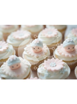 Σετ των 2 Intra Συλλεκτικό Ξύλινο Παζλ Plywood  4mm - Γοητευτικά Cupcakes με θέμα το μωρό Σε Ξύλινο Κουτί - Διαστάσεις: 10x10 cm – 25 κομμάτια