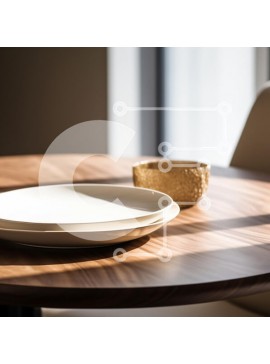 Intra Συλλεκτικό Ξύλινο Παζλ Plywood  4mm - Κομψή τραπεζαρία με λευκό πιάτο και χρυσό μπολ Σε Ξύλινο Κουτί - Διαστάσεις Puzzle: 10x10 cm – 25 κομμάτια