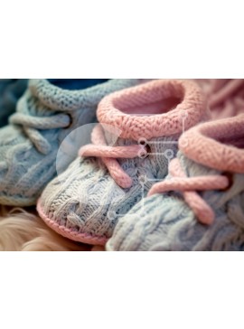 Intra Συλλεκτικό Ξύλινο Παζλ Plywood  4mm - Cozy πλεκτά παιδικά μποτάκια σε παστέλ χρώματα Σε Ξύλινο Κουτί - Διαστάσεις Puzzle: 10x10 cm – 25 κομμάτια