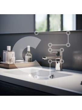 Intra Συλλεκτικό Ξύλινο Παζλ Plywood  4mm - Μοντέρνος νεροχύτης μπάνιου με βρύση χρωμίου Σε Ξύλινο Κουτί - Διαστάσεις Puzzle: 10x10 cm – 25 κομμάτια