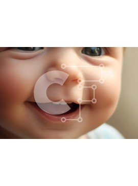 Intra Συλλεκτικό Ξύλινο Παζλ Plywood  4mm - Κοντινό πλάνο ενός χαμογελαστού μωρού Σε Ξύλινο Κουτί - Διαστάσεις Puzzle: 10x10 cm – 25 κομμάτια