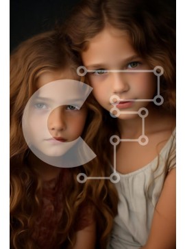 Intra Συλλεκτικό Ξύλινο Παζλ Plywood  4mm - Δύο νεαρά κορίτσια με κυματιστά μαλλιά και πράσινα μάτια Σε Ξύλινο Κουτί - Διαστάσεις Puzzle: 10x10 cm – 25 κομμάτια