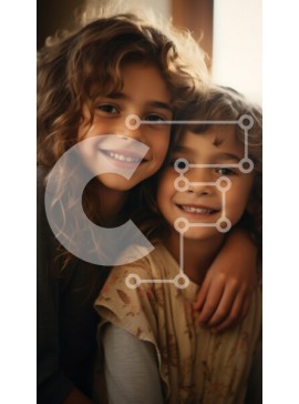 Intra Συλλεκτικό Ξύλινο Παζλ Plywood  4mm - Δύο χαμογελαστά νεαρά κορίτσια αγκαλιάζονται το ένα το άλλο Σε Ξύλινο Κουτί - Διαστάσεις Puzzle: 10x10 cm – 25 κομμάτια