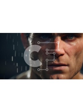 Intra Συλλεκτικό Ξύλινο Παζλ Plywood  4mm - Κοντινό πλάνο ενός αρσενικού με σταγονίδια νερού στο πρόσωπο Σε Ξύλινο Κουτί - Διαστάσεις Puzzle: 10x10 cm – 25 κομμάτια