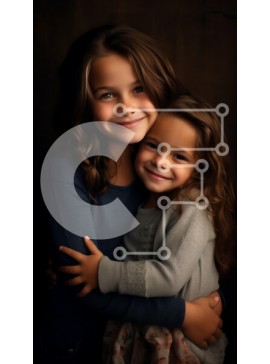 Intra Συλλεκτικό Ξύλινο Παζλ Plywood  4mm - Αδελφές που αγκαλιάζονται με χαμόγελα Σε Ξύλινο Κουτί - Διαστάσεις Puzzle: 10x10 cm – 25 κομμάτια