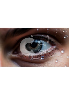 Σετ των 2 Intra Συλλεκτικό Ξύλινο Παζλ Plywood  4mm - Κοντινό πλάνο ενός όμορφου ματιού με σταγονίδια νερού Σε Ξύλινο Κουτί - Διαστάσεις: 10x10 cm – 25 κομμάτια