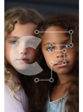 Intra Συλλεκτικό Ξύλινο Παζλ Plywood  4mm - Δύο νεαρά κορίτσια με διαφορετικές υφές μαλλιών Σε Ξύλινο Κουτί - Διαστάσεις Puzzle: 10x10 cm – 25 κομμάτια