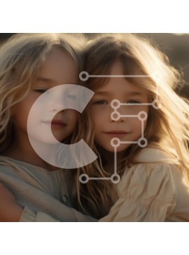 Intra Συλλεκτικό Ξύλινο Παζλ Plywood  4mm - Δύο νεαρά κορίτσια που αγκαλιάζονται σε απαλό φως Σε Ξύλινο Κουτί - Διαστάσεις Puzzle: 10x10 cm – 25 κομμάτια