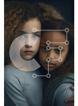 Intra Συλλεκτικό Ξύλινο Παζλ Plywood  4mm - Οικείο πορτρέτο δύο κοριτσιών Σε Ξύλινο Κουτί - Διαστάσεις Puzzle: 10x10 cm – 25 κομμάτια