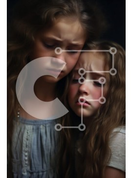 Intra Συλλεκτικό Ξύλινο Παζλ Plywood  4mm - Συγκινητική αγκαλιά δύο νεαρών κοριτσιών Σε Ξύλινο Κουτί - Διαστάσεις Puzzle: 10x10 cm – 25 κομμάτια