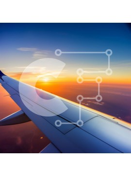 Intra Συλλεκτικό Ξύλινο Παζλ Plywood  4mm - Πτέρυγα αεροπλάνου πέρα ​​από το ηλιοβασίλεμα Σε Ξύλινο Κουτί - Διαστάσεις Puzzle: 10x10 cm – 25 κομμάτια