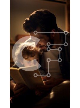 Intra Συλλεκτικό Ξύλινο Παζλ Plywood  4mm - Γονέας και παιδί που διαβάζουν μαζί σε μια ζεστή ατμόσφαιρα Σε Ξύλινο Κουτί - Διαστάσεις Puzzle: 10x10 cm – 25 κομμάτια