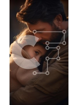 Intra Συλλεκτικό Ξύλινο Παζλ Plywood  4mm - Πατέρας και κόρη αγκαλιάζονται στο ζεστό φως Σε Ξύλινο Κουτί - Διαστάσεις Puzzle: 10x10 cm – 25 κομμάτια