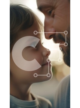 Intra Συλλεκτικό Ξύλινο Παζλ Plywood  4mm - Τρυφερή στιγμή μεταξύ πατέρα και παιδιού Σε Ξύλινο Κουτί - Διαστάσεις Puzzle: 10x10 cm – 25 κομμάτια