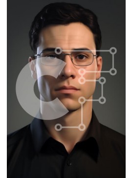 Intra Συλλεκτικό Ξύλινο Παζλ Plywood  4mm - Νεαρός άνδρας με γυαλιά με σοβαρή έκφραση Σε Ξύλινο Κουτί - Διαστάσεις Puzzle: 10x10 cm – 25 κομμάτια