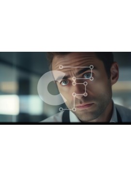 Intra Συλλεκτικό Ξύλινο Παζλ Plywood  4mm - Κοντινό πλάνο πορτρέτο ενός άνδρα με μπλε μάτια και σοβαρή έκφραση Σε Ξύλινο Κουτί - Διαστάσεις Puzzle: 10x10 cm – 25 κομμάτια