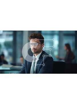 Intra Συλλεκτικό Ξύλινο Παζλ Plywood  4mm - Επαγγελματίας νεαρός άνδρας σε μοντέρνο περιβάλλον γραφείου Σε Ξύλινο Κουτί - Διαστάσεις Puzzle: 10x10 cm – 25 κομμάτια